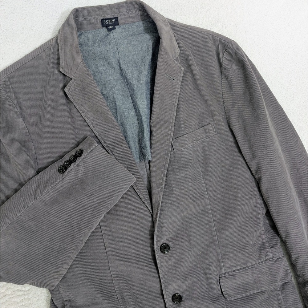 J. Crew Gray Corduroy Blazer‎ Sport Coat Jacket Men's L Business Single Vent